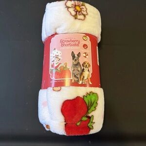Cozy Pet Blanket - White with Red Strawberry Print